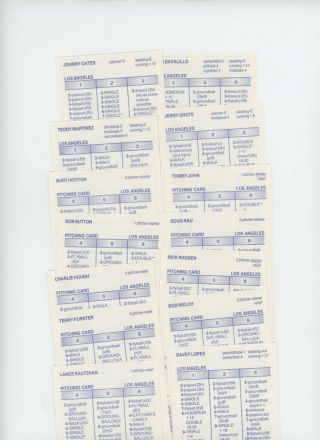 Strat - O - Matic Baseball 1978 Season Reissue Sa L A Dodgers 24 Cards Nrmint