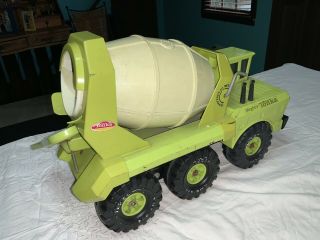 Vintage Mighty Tonka Ready Mixer Cement Truck Lime Green Metal Pressed steel 4
