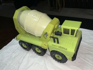 Vintage Mighty Tonka Ready Mixer Cement Truck Lime Green Metal Pressed steel 5