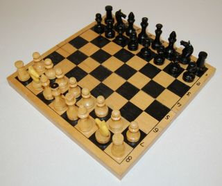 Vintage Tournament Chess Set Wooden Board & Figures Ussr Russian Soviet