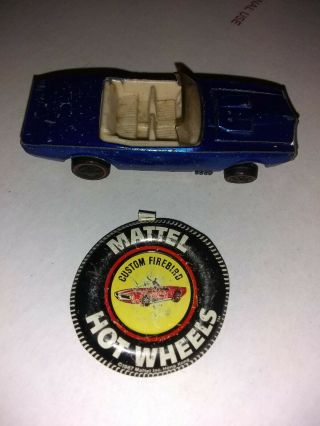 Hot Wheels Mattel Redline 1968 Custom Blue Firebird & Button