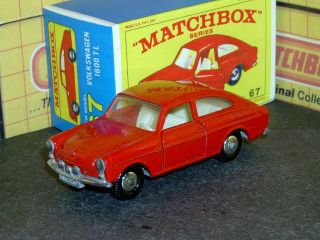 Matchbox Lesney Volkswagen Vw 1600 Tl 67 B1 Red Tow 4 Studs Sc5 Nm Crafted Box