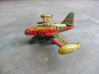 1950s No Name Japan Made Usaf Tin Litho F60 Toy Jet Airplane W Friction Motor @@