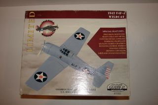 Nib Large Wwii 1942 F4f - 4 Wildcar Die - Cast Airplane & Stand By Gearbox 11503