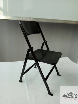 Dr.  Figures Black Folding Chair Model 1/6 Scale Miniature Furniture For Dolls