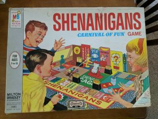 Vintage Milton Bradley 1966 Shenanigans Carnival Of Fun Game Board Game