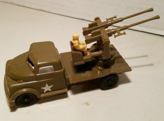 Vintage Pyro Plastics Army Anti Aircraft Gun Mobile Military Truck Hard Plastic