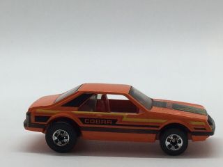 1979 Hotwheels Turbo Mustang Cobra Orange Made In Hong Kong 1/64 Scale 5