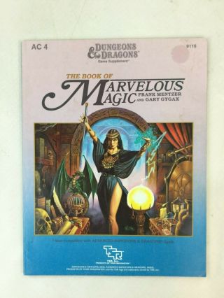 Vintage Dungeons And Dragons Gary Gygax Ac4 The Book Of Marvelous Magic