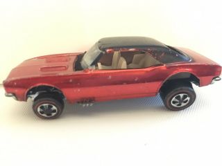 1967 Mattel Hot Wheels Custom Camaro,  Us Redline,  Open Hood,  Red,  White Interior