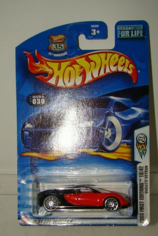 Hot Wheels 06 First Edition Red/black Bugatti Veyron 10 Spoke Momc W/protecto