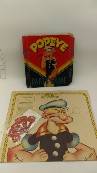 Vintage Whitman Popeye Party Game " Pin The Tail On The Donkey " Style W/ Pipes