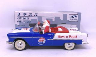 1955 Chevy Bel Air Convertible Pepsi Santa Claus Die Cast Car 1/24 Liberty
