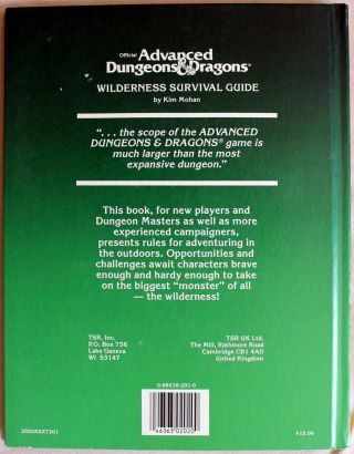 Adv Dungeons & Dragons: Wilderness Survival Guide by Kim Mohan 1st ed.  1986 2020 2