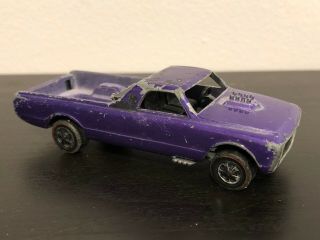 Old Vtg 1967 Hotwheels Redline Purple Custom Fleetside Toy Car Mattel