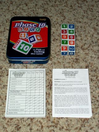 Phase 10 Dice Game - Fundex 2008 Complete Tin Container