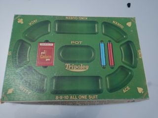 Tripoley Game Special Edition 300 Cadaco Tray Chips Cards Michigan Rummy Hearts