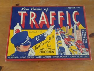 Vintage Game Of Traffic Board Game All Fair 1940s Antique
