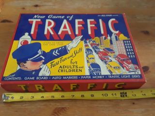 Vintage GAME OF TRAFFIC board game ALL FAIR 1940s antique 5