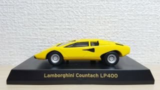 Kyosho 1/64 Lamborghini Countach Lp400 Yellow Diecast Car Model