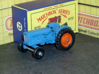 Matchbox Lesney Fordson Tractor 72 A2 Blue Bpt/ow Bpw Sc5 Ex/nm & Crafted Box