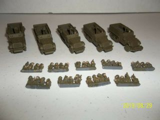 Flames Of War Wwii Us Wwii M3 Halftrack Resin/metal X5 With Seated Crew R9