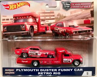 Hot Wheels Team Transport Mongoose Plymouth Duster Funny Car Retro Rig