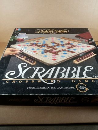 1988 Scrabble Deluxe Turntable Crossword Game By Milton Bradley - Vg