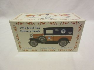 1931 Jewel Tea Co Delivery Truck 1/25 Scale Diecast Bank Open Box Bin Oop