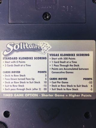Radica Solitaire Electronic Hand Held Game Klondike Vegas Style Big Screen 1999 5