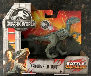 Jurassic World Fallen Kingdom Battle Damage Velociraptor Blue Mattel