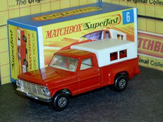Matchbox Lesney Superfast Ford Pick Up Truck Mb 6 - A5 Red Charc Vnm & Crafted Box