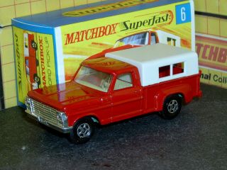 Matchbox Lesney Superfast Ford Pick Up Truck Mb 6 - A3 Red Green Nm & Crafted Box