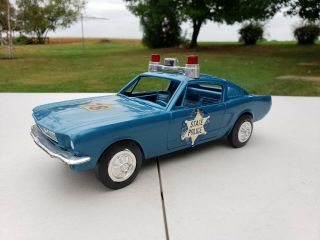 1960s Processed Plastics State Police Ford Mustang Fastback Toy Car 10.  5 Inches