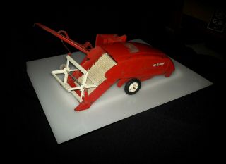 Vintage Tru - Scale Pressed Steel Red Farm Toy Pull Combine Thresher