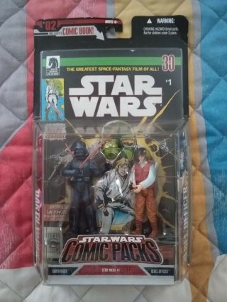 Star Wars 1 Comic Pack With Darth Vader/rebel Officer Figures
