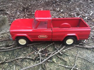 Vintage 1960s Tonka Toys Mini Red Jeep Pickup Truck With Front Grille