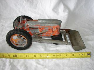 Vintage Farm Toy Tractor Hubley Orange With Loader Bucket Parts Repair