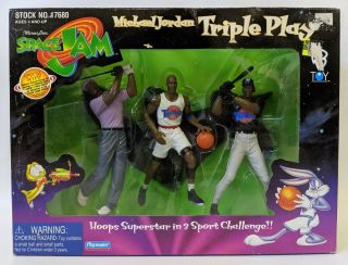 Vintage 1996 Playmates Space Jam Michael Jordan Triple Play Action Figures Mob