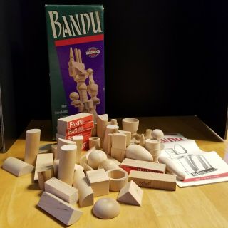 Vintage 1991 Bandu Hardwood Tower Stacking Game By Milton Bradley