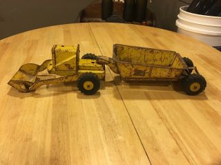 Vintage Marx Lumar Yellow Pressed Steel Earth Hauler Toy With Front Scoop