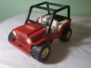 Vintage Tonka Jeep Red Toy Diecast Metal Car Truck Wrangled Willies Rare