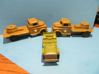 Tootsietoy Diecast Jeep And Two Plastic Army Trucks