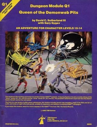 Q1 Queen Of The Demonweb Pits Module Dungeons Dragons D&d Adventure Gygax Tsr