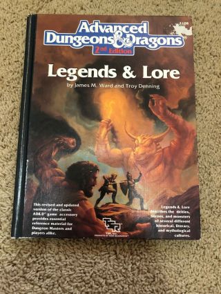 1990 Advanced Dungeons & Dragons 2nd Edition Legends & Lore Tsr Hb Book Rpg 2108