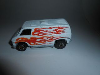 Vtg 1974 Hot Wheels Ford Van White W/ Orange Flames Hong Kong Blackwall