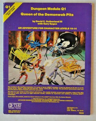 D&d Queen Of The Demon Web Pits Q1 Dungeon Adventure Module Tsr 9035