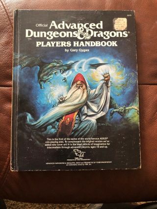 Tsr Ad&d Players Handbook Wizard Cover (6th Printing)