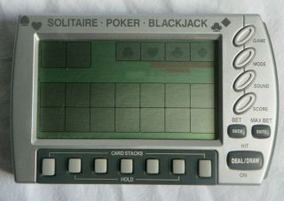 Vintage Radio Shack Poker Solitaire Blackjack 3 In 1 Handheld Electronic Game