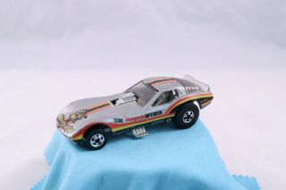 Vintage 1977 Hot Wheels Mongoose Vette Drag Funny Race Car Hong Kong Black Walls
